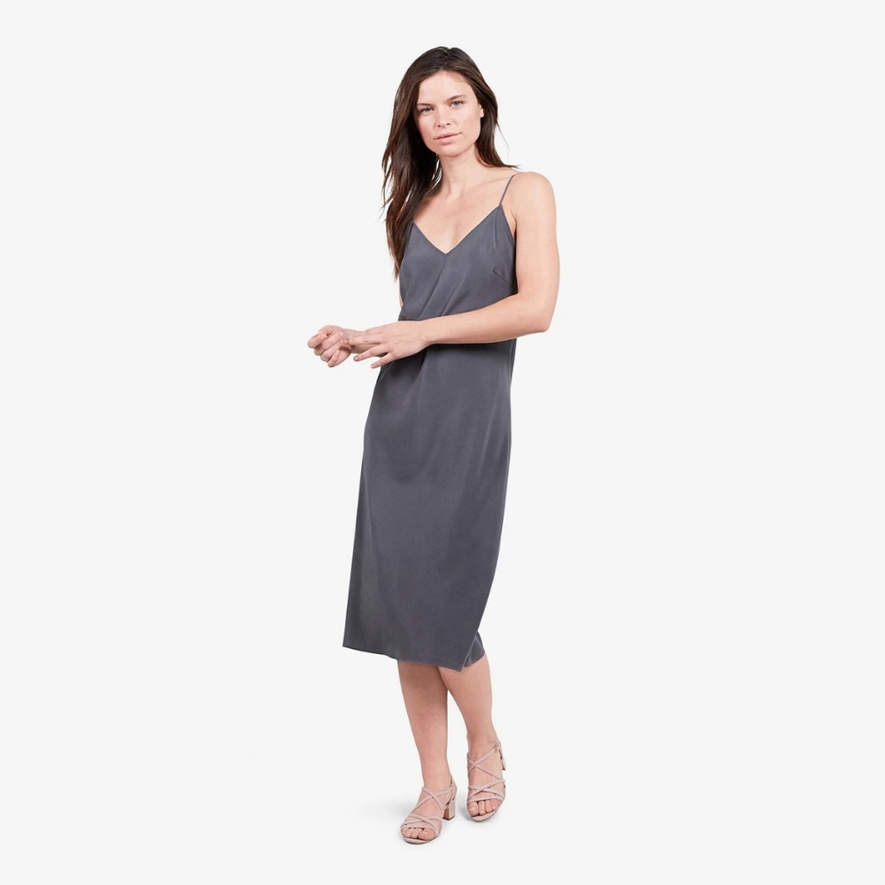 Gray Silk Slip Midi Dress R Label The Reset